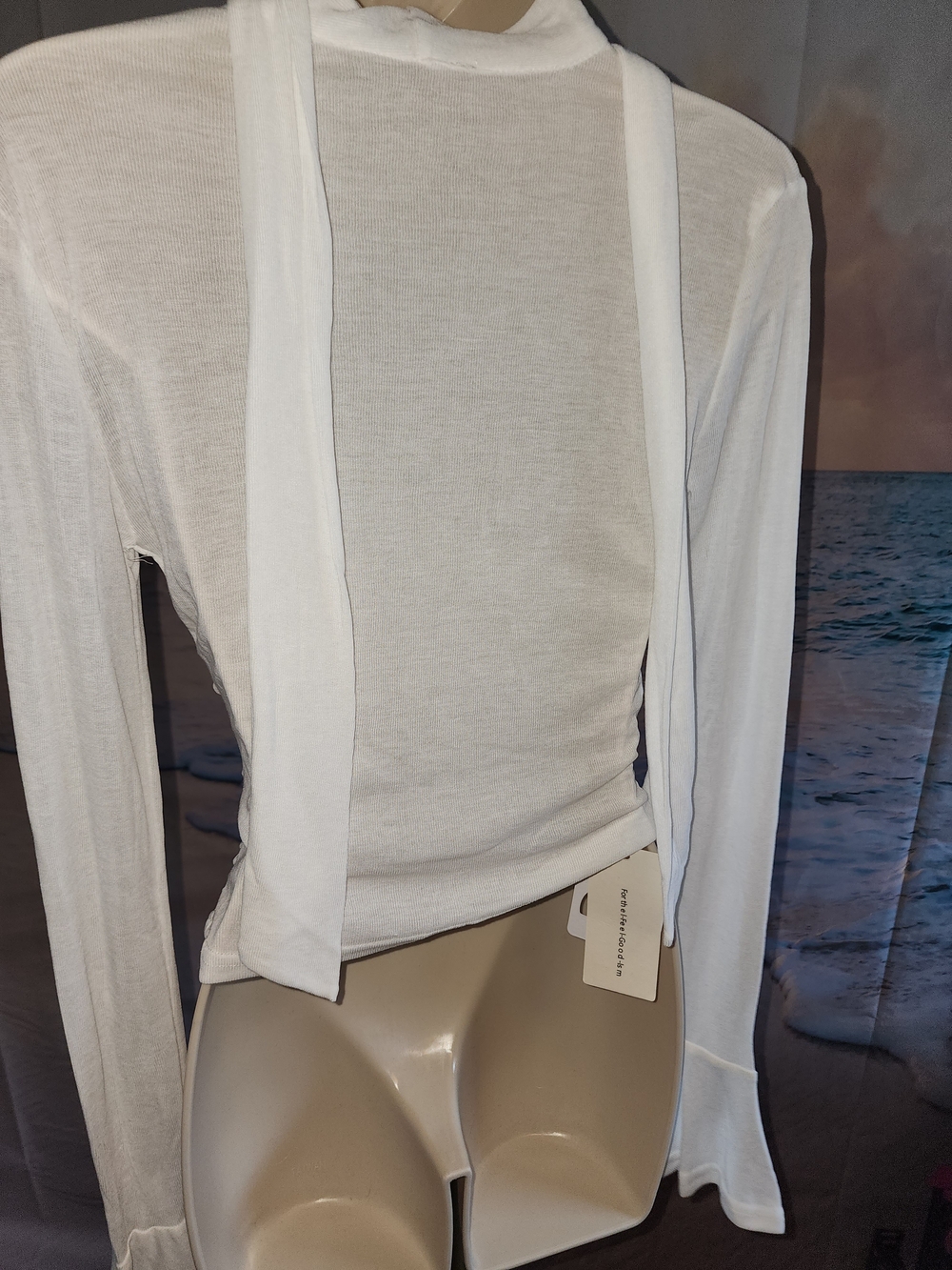 COMMENSE White Cowl Neck Long-Sleeve Women's Top - Picture 6 of 7